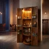 BarschrankTulsa 80x190 cm Akazie Natur LED-Beleuchtung Weinschrank Sofort versandfertig