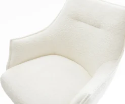 BarstuhlAlja-Flex Bouclé Soft Beige Freischwinger Flach Edelstahl Silberfarben Taschenfederkern Sofort versandfertig