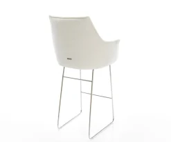 BarstuhlAlja-Flex Bouclé Soft Beige Kufengestell Edelstahl Silberfarben Taschenfederkern Sofort versandfertig