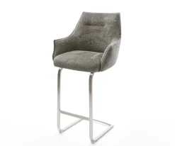 BarstuhlAlja-Flex Bouclé Soft Schlamm Freischwinger Flach Edelstahl Silberfarben Taschenfederkern Sofort versandfertig