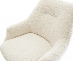 BarstuhlAlja-Flex Teddystoff Beige Kufengestell Edelstahl Silberfarben Taschenfederkern Sofort versandfertig