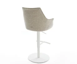 BarstuhlAlja-Flex Webstoff Soft Beige Drehfuß höhenverstellbar Metall Weiß Taschenfederkern Sofort versandfertig
