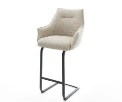 BarstuhlAlja-Flex Webstoff Soft Beige Freischwinger Flach Metall Schwarz Taschenfederkern Sofort versandfertig