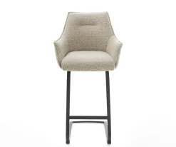 BarstuhlAlja-Flex Webstoff Soft Beige Freischwinger Flach Metall Schwarz Taschenfederkern Sofort versandfertig