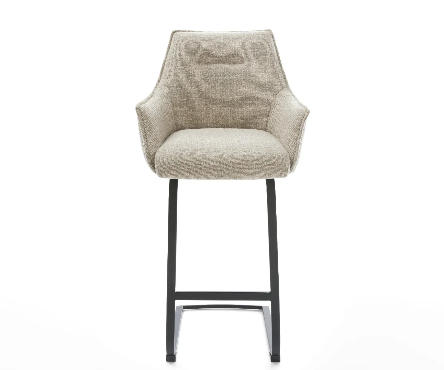 BarstuhlAlja-Flex Webstoff Soft Beige Freischwinger Flach Metall Schwarz Taschenfederkern Sofort versandfertig
