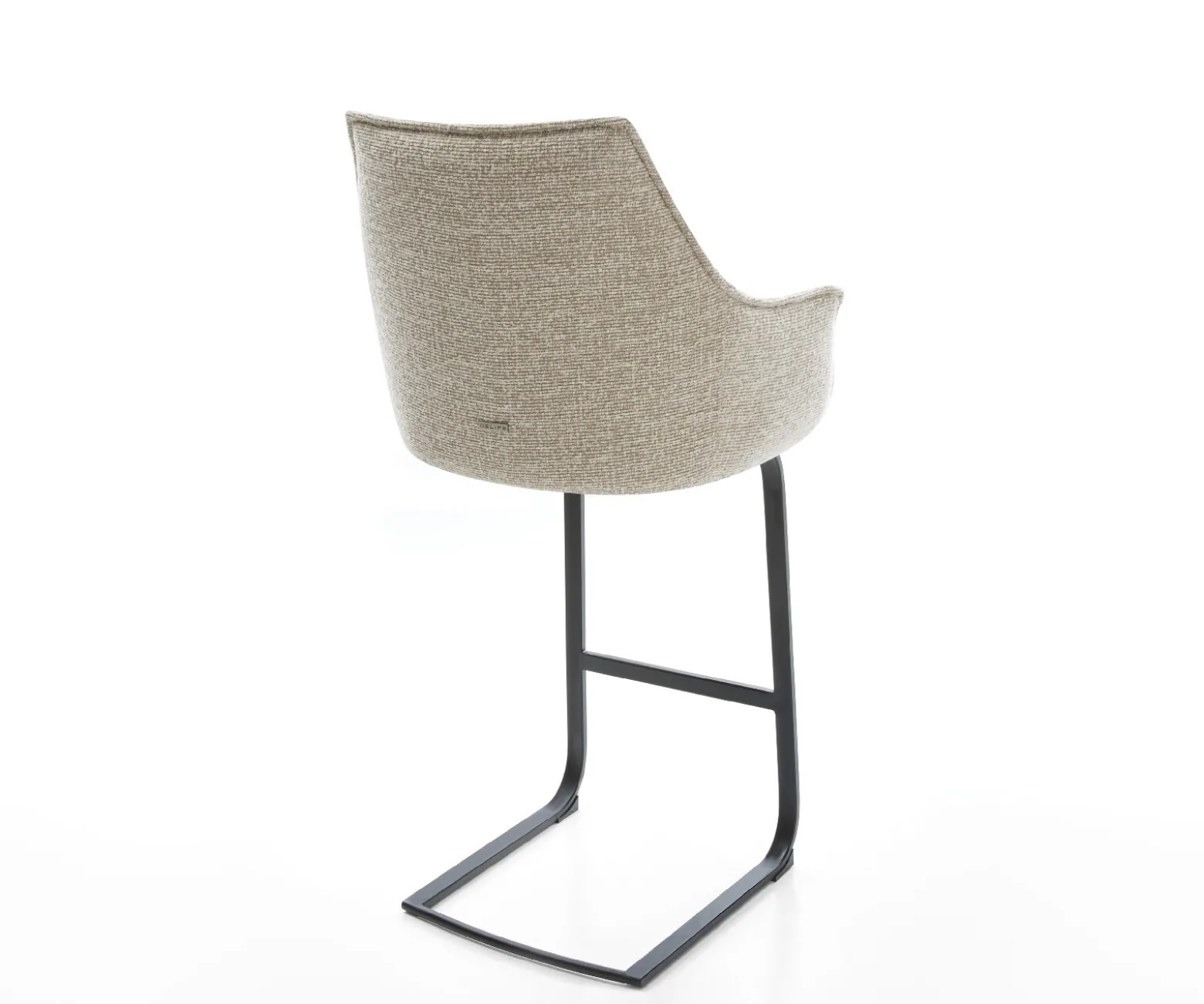 BarstuhlAlja-Flex Webstoff Soft Beige Freischwinger Flach Metall Schwarz Taschenfederkern Sofort versandfertig