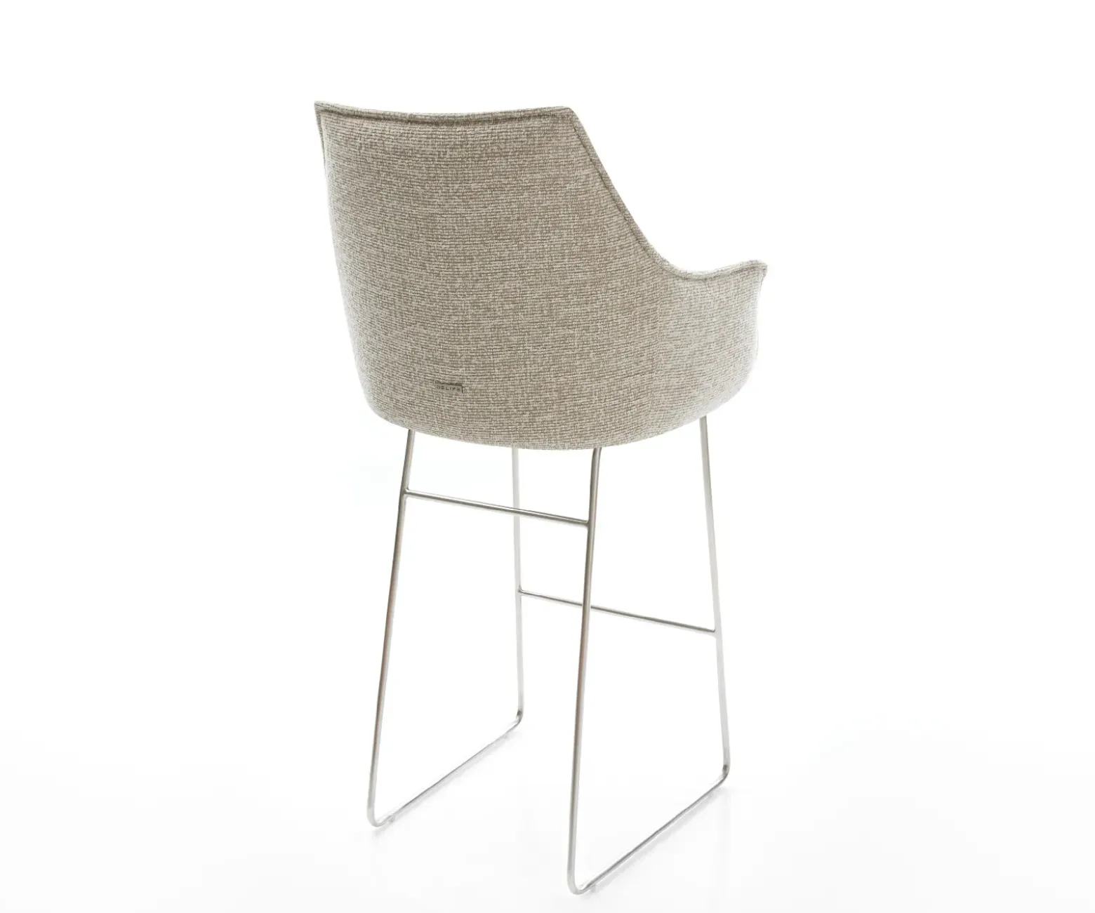 BarstuhlAlja-Flex Webstoff Soft Beige Kufengestell Edelstahl Silberfarben Taschenfederkern Sofort versandfertig