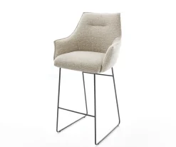 BarstuhlAlja-Flex Webstoff Soft Beige Kufengestell Metall Schwarz Taschenfederkern Sofort versandfertig