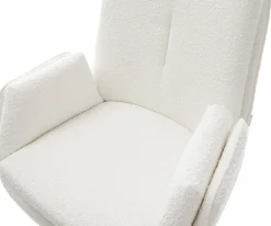 BarstuhlClea-Flex Bouclé Creme-Weiß Freischwinger Flach Edelstahl Silberfarben Sofort versandfertig