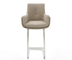 BarstuhlClea-Flex Bouclé Schlamm Freischwinger Flach Edelstahl Silberfarben Sofort versandfertig