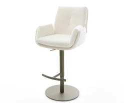BarstuhlClea-Flex Bouclé Soft Beige Drehfuß höhenverstellbar Metall Titanfarben Sofort versandfertig