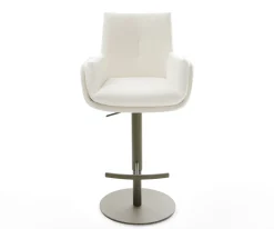BarstuhlClea-Flex Bouclé Soft Beige Drehfuß höhenverstellbar Metall Titanfarben Sofort versandfertig