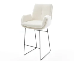 BarstuhlClea-Flex Bouclé Soft Beige Kufengestell Metall Schwarz Sofort versandfertig