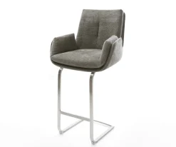 BarstuhlClea-Flex Bouclé Soft Schlamm Freischwinger Flach Edelstahl Silberfarben Sofort versandfertig