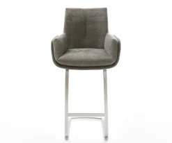 BarstuhlClea-Flex Bouclé Soft Schlamm Freischwinger Flach Edelstahl Silberfarben Sofort versandfertig