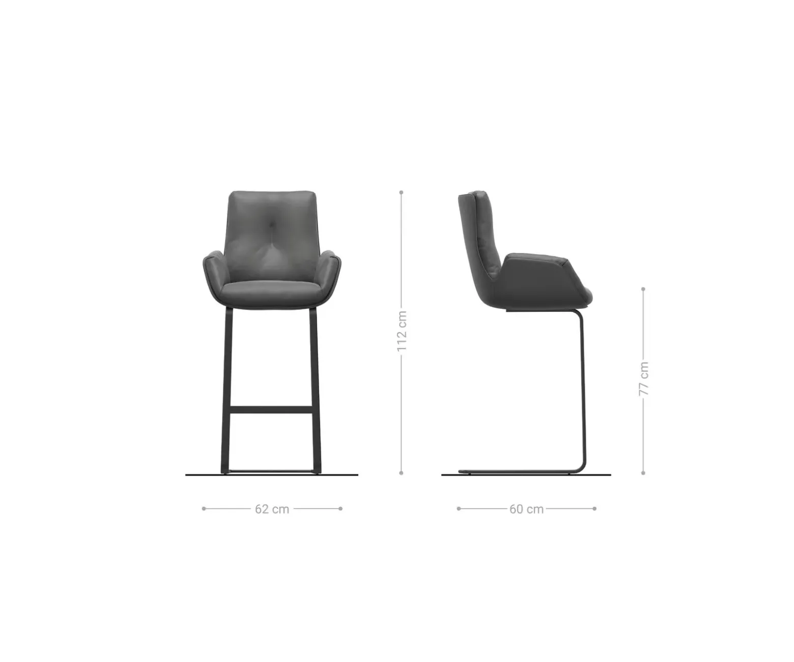 BarstuhlClea-Flex Bouclé Soft Schlamm Freischwinger Flach Edelstahl Silberfarben Sofort versandfertig