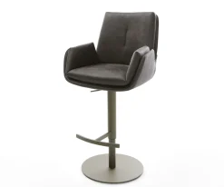 BarstuhlClea-Flex Mikrofaser Anthrazit Vintage Drehfuß höhenverstellbar Metall Titanfarben Sofort versandfertig