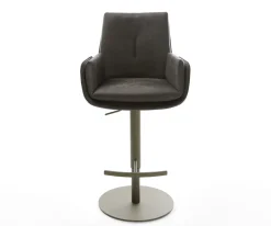 BarstuhlClea-Flex Mikrofaser Anthrazit Vintage Drehfuß höhenverstellbar Metall Titanfarben Sofort versandfertig