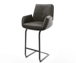 BarstuhlClea-Flex Mikrofaser Anthrazit Vintage Freischwinger Flach Metall Schwarz Sofort versandfertig