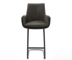 BarstuhlClea-Flex Mikrofaser Anthrazit Vintage Freischwinger Flach Metall Schwarz Sofort versandfertig