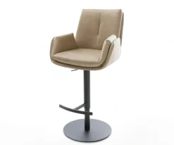 BarstuhlClea-Flex Mikrofaser Beige Vintage Drehfuß höhenverstellbar Metall Schwarz Sofort versandfertig