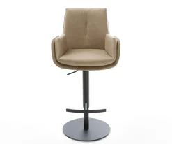 BarstuhlClea-Flex Mikrofaser Beige Vintage Drehfuß höhenverstellbar Metall Schwarz Sofort versandfertig