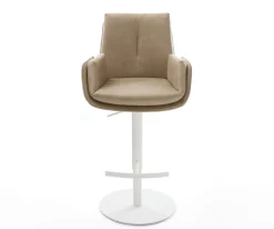 BarstuhlClea-Flex Mikrofaser Beige Vintage Drehfuß höhenverstellbar Metall Weiß Sofort versandfertig