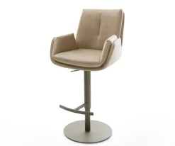 BarstuhlClea-Flex Mikrofaser Beige Vintage Drehfuß höhenverstellbar Metall Titanfarben Sofort versandfertig