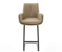 BarstuhlClea-Flex Mikrofaser Beige Vintage Freischwinger Flach Metall Schwarz Sofort versandfertig