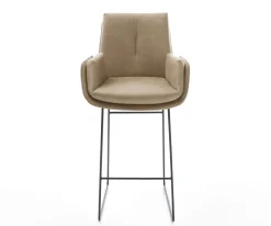 BarstuhlClea-Flex Mikrofaser Beige Vintage Kufengestell Metall Schwarz Sofort versandfertig