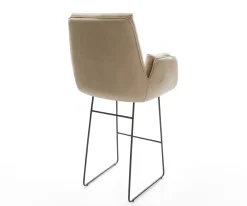 BarstuhlClea-Flex Mikrofaser Beige Vintage Kufengestell Metall Schwarz Sofort versandfertig
