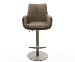 BarstuhlClea-Flex Mikrofaser Taupe Vintage Drehfuß höhenverstellbar Metall Titanfarben Sofort versandfertig