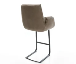 BarstuhlClea-Flex Mikrofaser Taupe Vintage Freischwinger Flach Metall Schwarz Sofort versandfertig