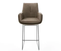 BarstuhlClea-Flex Mikrofaser Taupe Vintage Kufengestell Metall Schwarz Sofort versandfertig