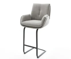 BarstuhlClea-Flex Strukturstoff Soft Grau Freischwinger Flach Metall Taschenfederkern Sofort versandfertig
