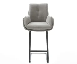 BarstuhlClea-Flex Strukturstoff Soft Grau Freischwinger Flach Metall Taschenfederkern Sofort versandfertig