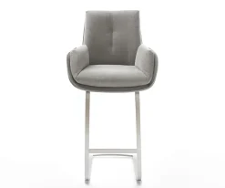 BarstuhlClea-Flex Strukturstoff Soft Grau Freischwinger Flach Edelstahl Taschenfederkern Sofort versandfertig