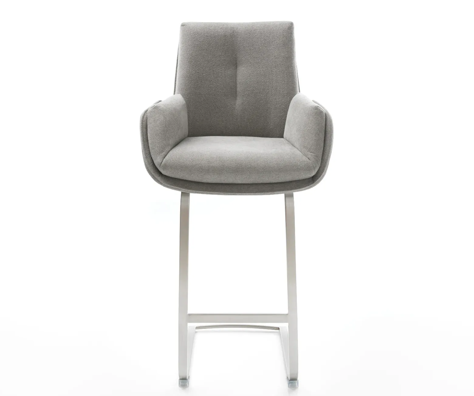BarstuhlClea-Flex Strukturstoff Soft Grau Freischwinger Flach Edelstahl Taschenfederkern Sofort versandfertig
