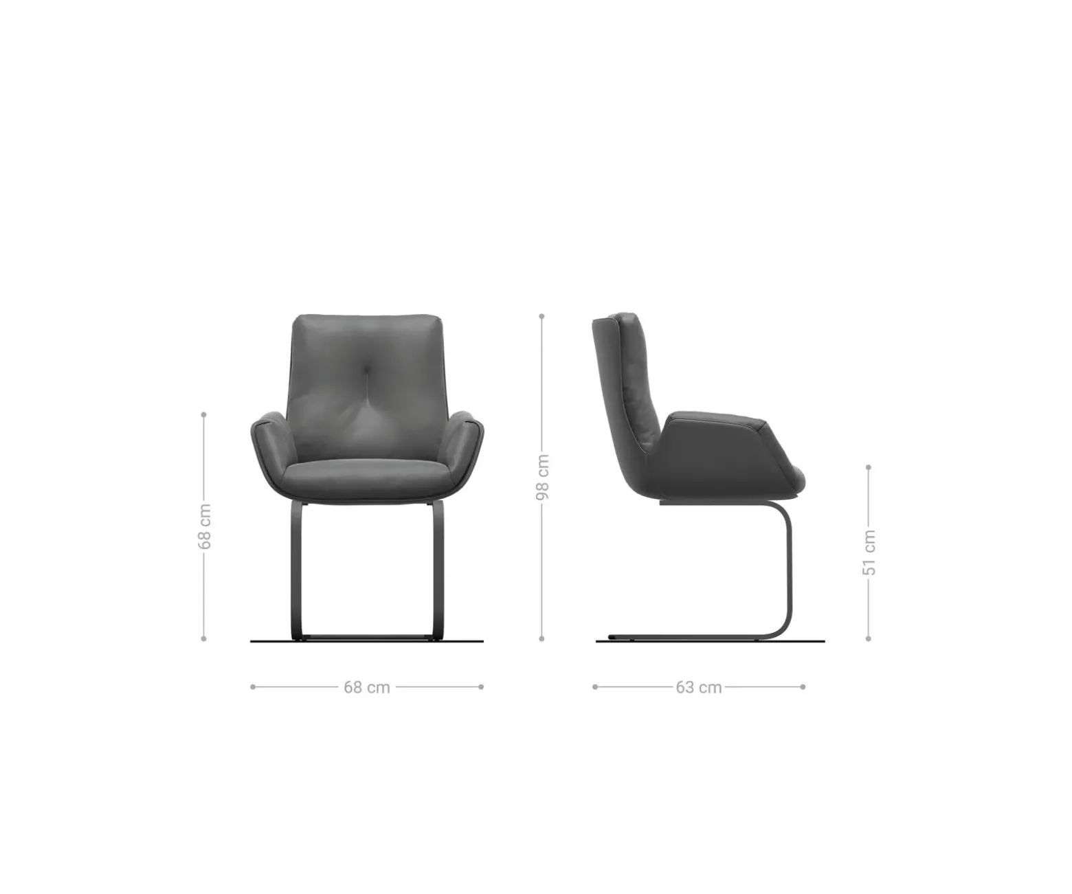 BarstuhlClea-Flex Strukturstoff Soft Grau Freischwinger Flach Edelstahl Taschenfederkern Sofort versandfertig