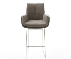 BarstuhlClea-Flex Strukturstoff Soft Taupe Kufengestell Edelstahl Silberfarben Sofort versandfertig