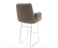 BarstuhlClea-Flex Strukturstoff Soft Taupe Kufengestell Edelstahl Silberfarben Sofort versandfertig