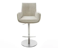 BarstuhlClea-Flex Webstoff Soft Beige Drehfuß höhenverstellbar Edelstahl Silberfarben Sofort versandfertig