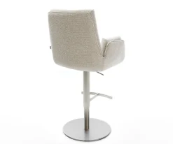 BarstuhlClea-Flex Webstoff Soft Beige Drehfuß höhenverstellbar Edelstahl Silberfarben Sofort versandfertig