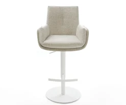 BarstuhlClea-Flex Webstoff Soft Beige Drehfuß höhenverstellbar Metall Weiß Sofort versandfertig