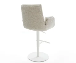 BarstuhlClea-Flex Webstoff Soft Beige Drehfuß höhenverstellbar Metall Weiß Sofort versandfertig