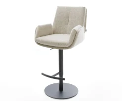 BarstuhlClea-Flex Webstoff Soft Beige Drehfuß höhenverstellbar Metall Schwarz Sofort versandfertig
