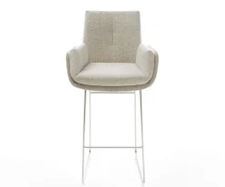 BarstuhlClea-Flex Webstoff Soft Beige Kufengestell Edelstahl Silberfarben Sofort versandfertig