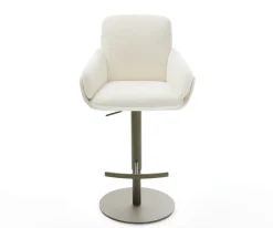 BarstuhlLuan-Flex Bouclé Soft Beige Drehfuß höhenverstellbar Metall Titanfarben Sofort versandfertig