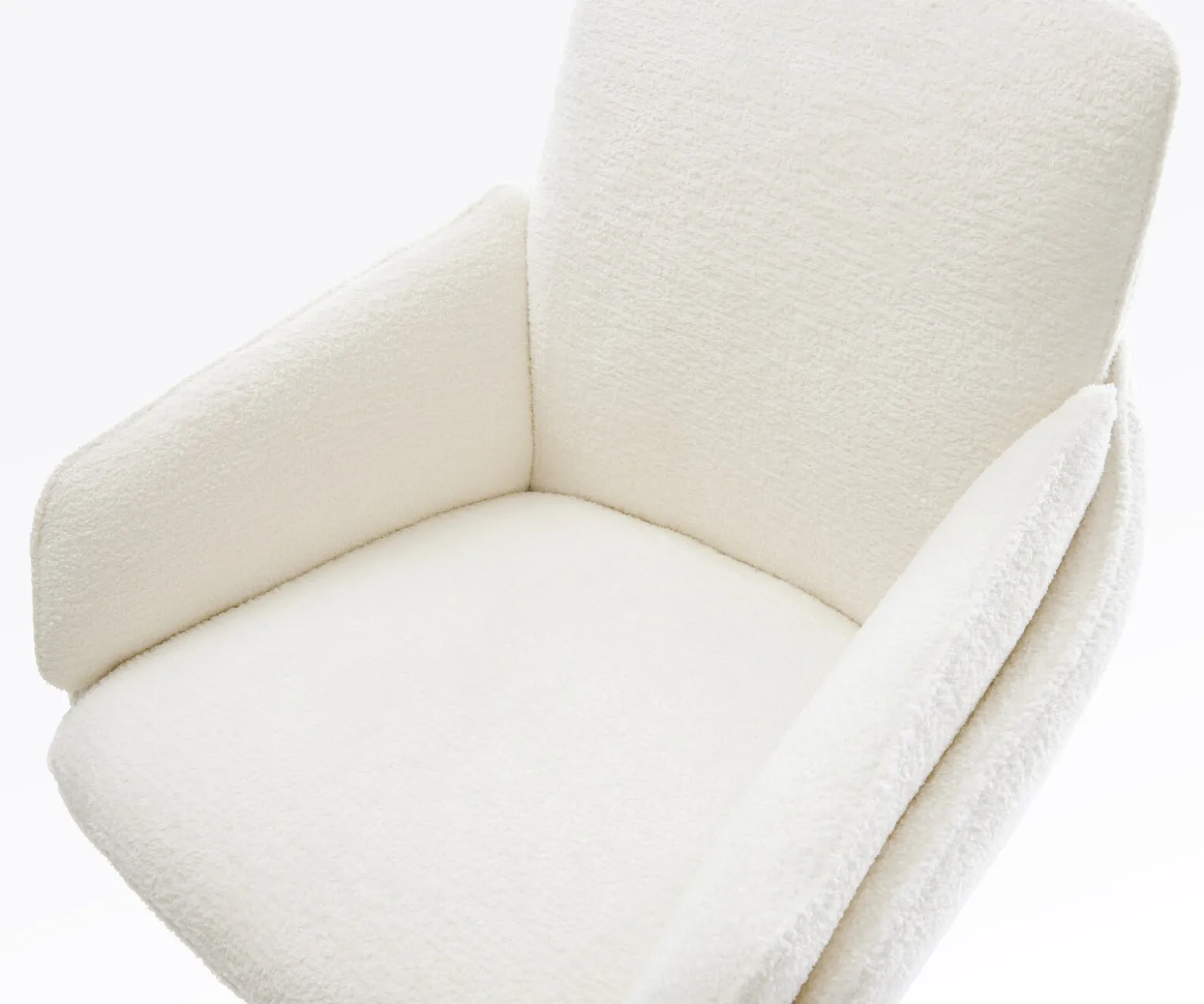 BarstuhlLuan-Flex Bouclé Soft Beige Drehfuß höhenverstellbar Metall Titanfarben Sofort versandfertig