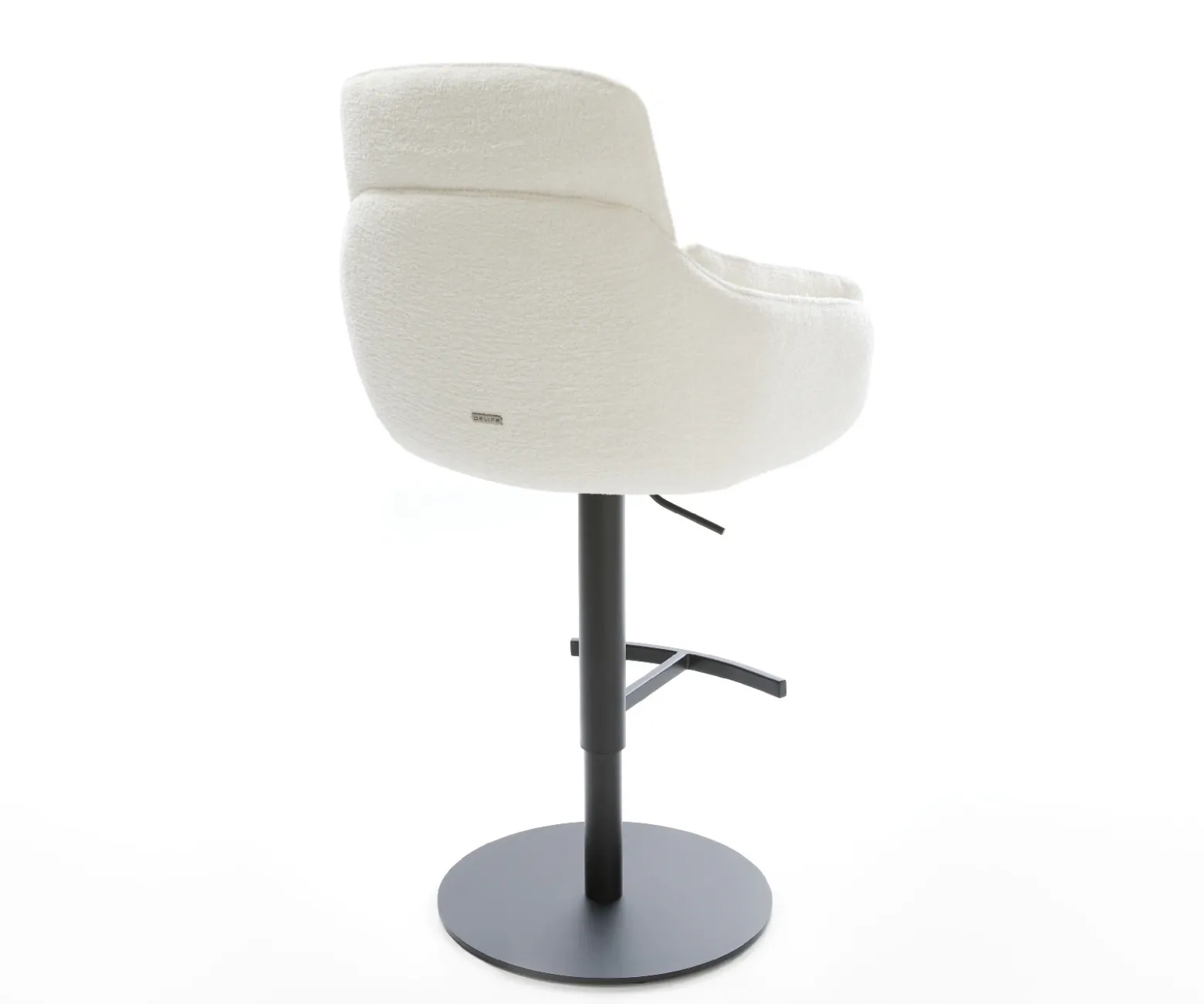 BarstuhlLuan-Flex Bouclé Soft Beige Drehfuß höhenverstellbar Metall Schwarz Sofort versandfertig